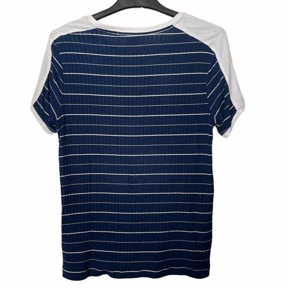 Anthropologie Postage Stamp Blue Striped Tee XS - Picture 4 of 4